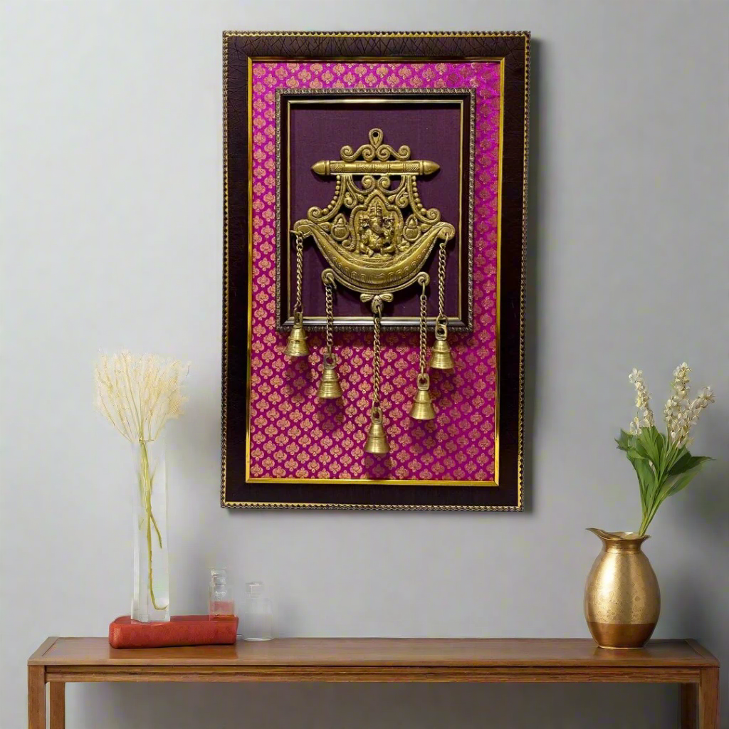 Brass Ganesha With Bells Handcrafted Luxury Vintage Wall Decor By Tamrapatra