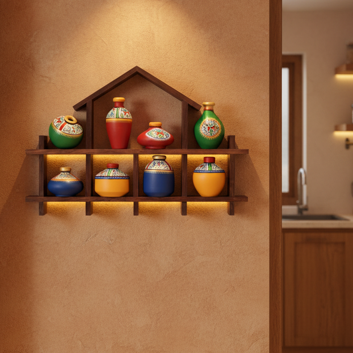 Warli Pot Stand House Style Designed To Enhance Your Space Handmade Tamrapatra - Tamrapatra