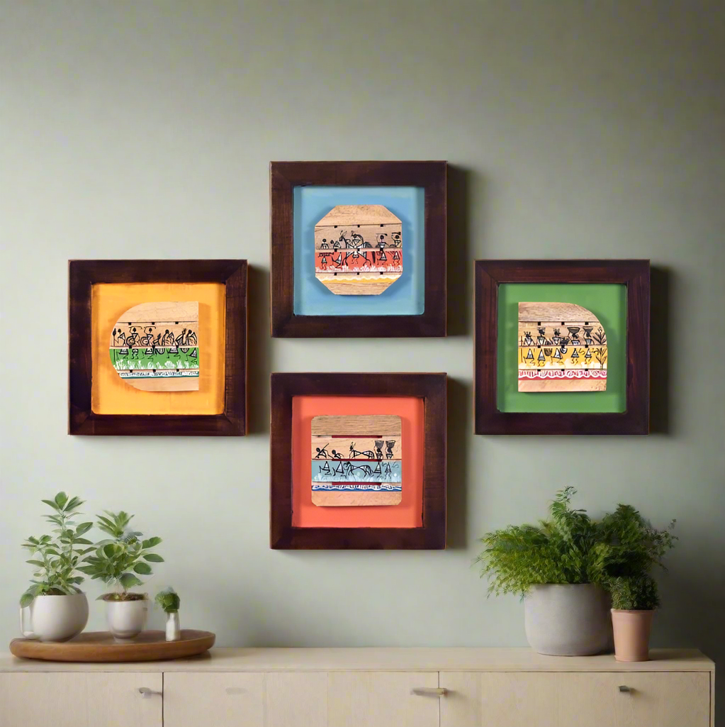 Warli Hand Paintings Collection Designs Make Walls Vibrant Set Of 4 By Tamrapatra