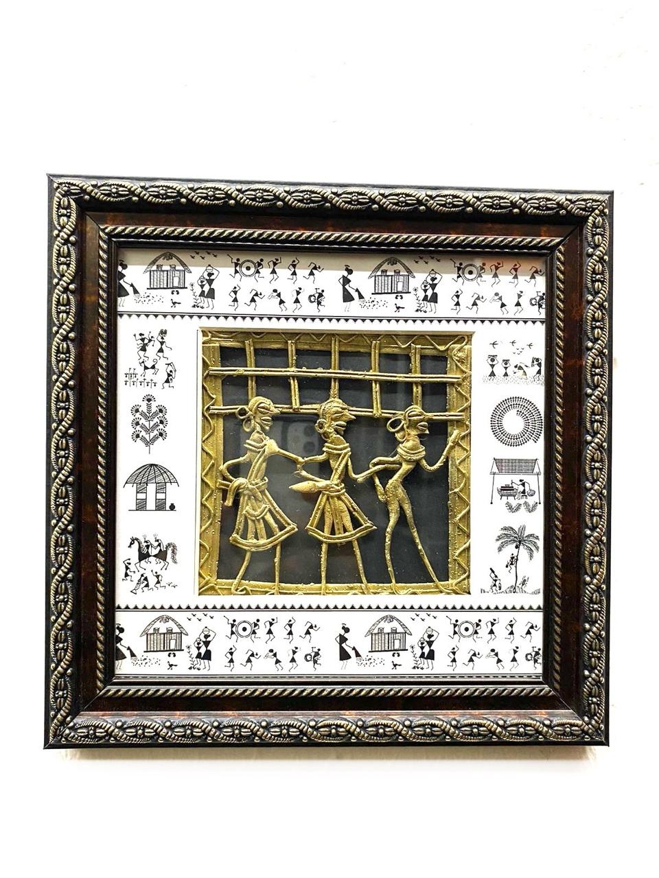 Warli Dhokra Artistic Frame Wall Hanging Rural Artisan Make Décor By Tamrapatra