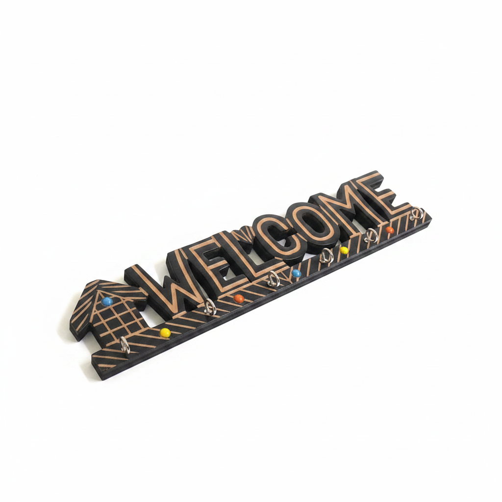 Welcome Key Holder Hanging Your Keys On Decor Artistic Wooden Craft Tamrapatra - Tamrapatra