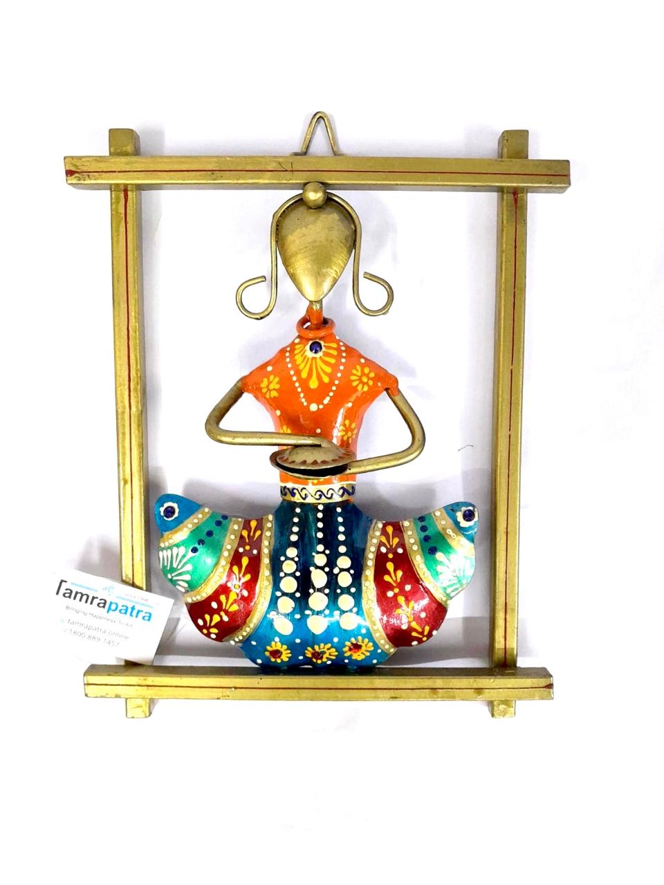 Metal Sitting Lady In Frame Hanging Wall Décor Unique Décor By Tamrapatra