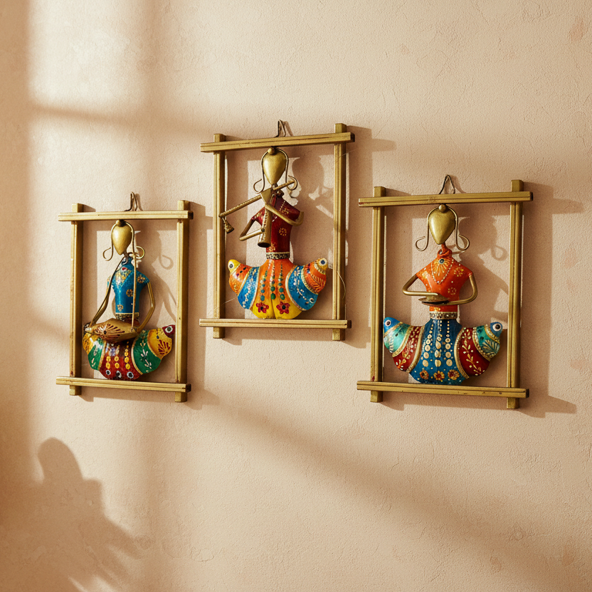 Metal Sitting Lady In Frame Hanging Wall Décor Unique Décor By Tamrapatra - Tamrapatra
