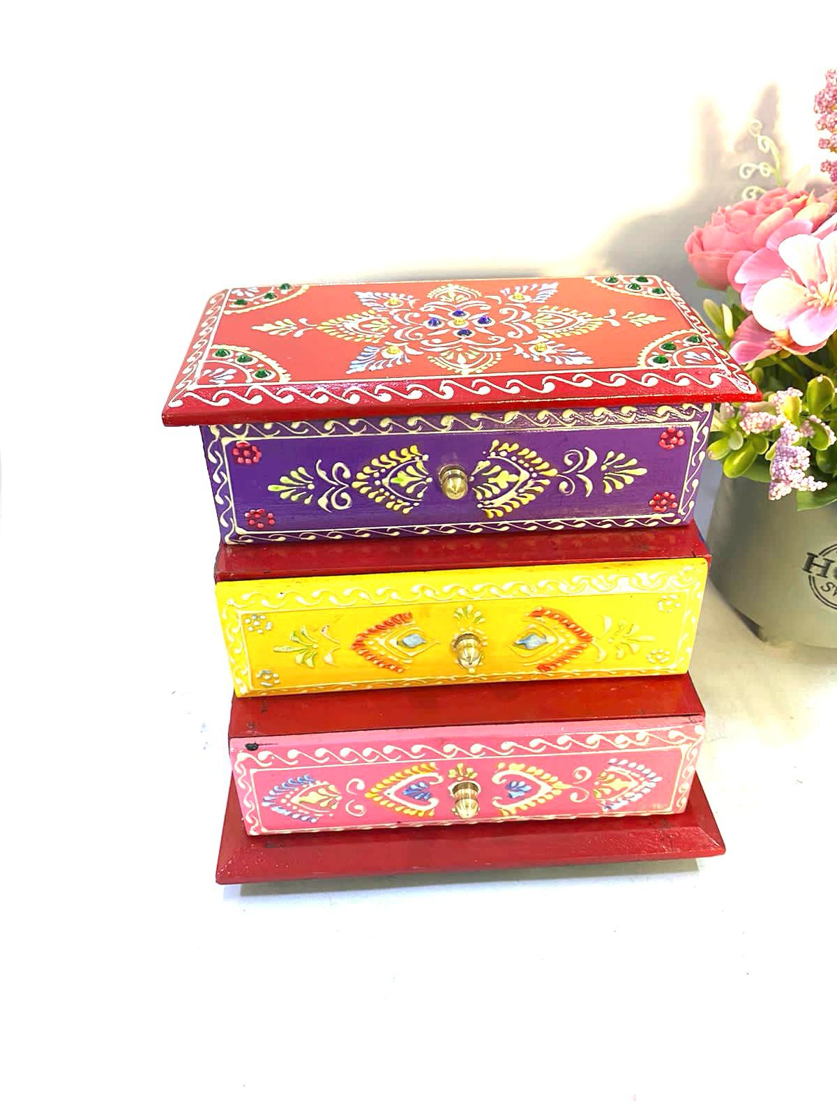 Jewelry Wooden Box Traditional Hand Painted Exclusive Creations Indian Art Tamrapatra