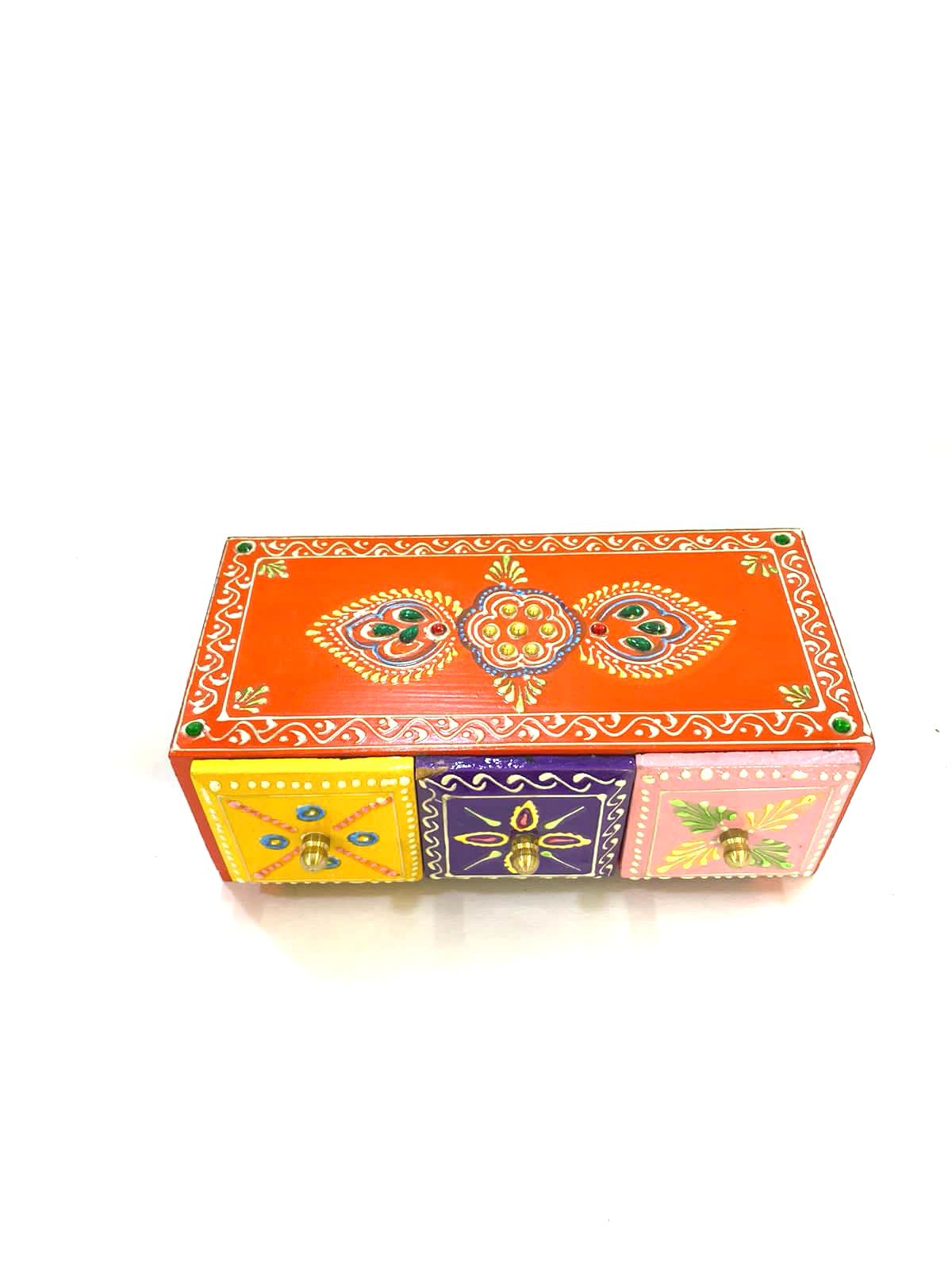 Jewelry Wooden Box Traditional Hand Painted Exclusive Creations Indian Art Tamrapatra