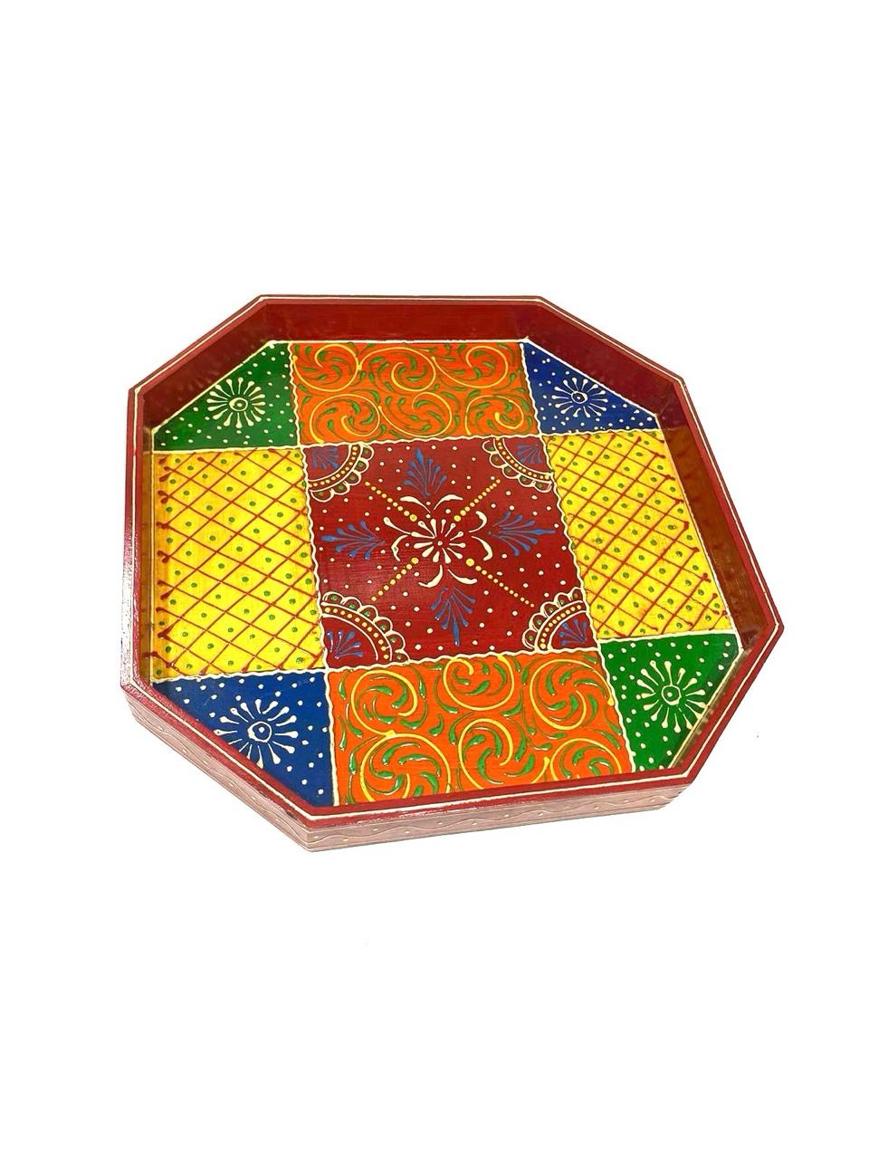 Unique Octagon Shaped Traditional Handcrafted Tray Utility From Tamrapatra