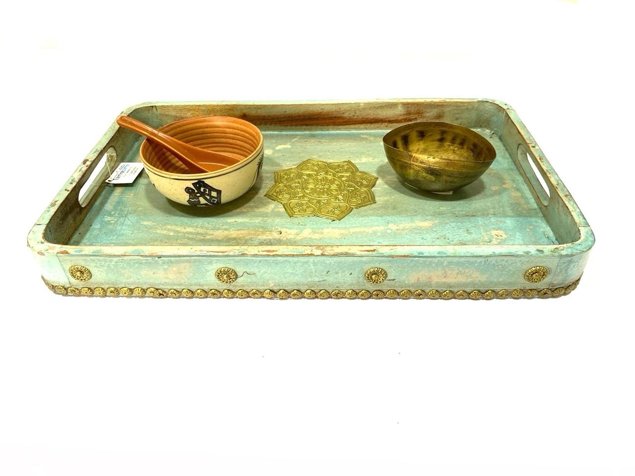 Wood Tray With Elegant Rustic Design Corporate Contemporary From Tamrapatra