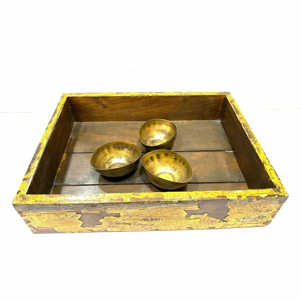 Big Wooden Tray With Premium Handles Vintage Rustic Finish Theme By Tamrapatra - Tamrapatra