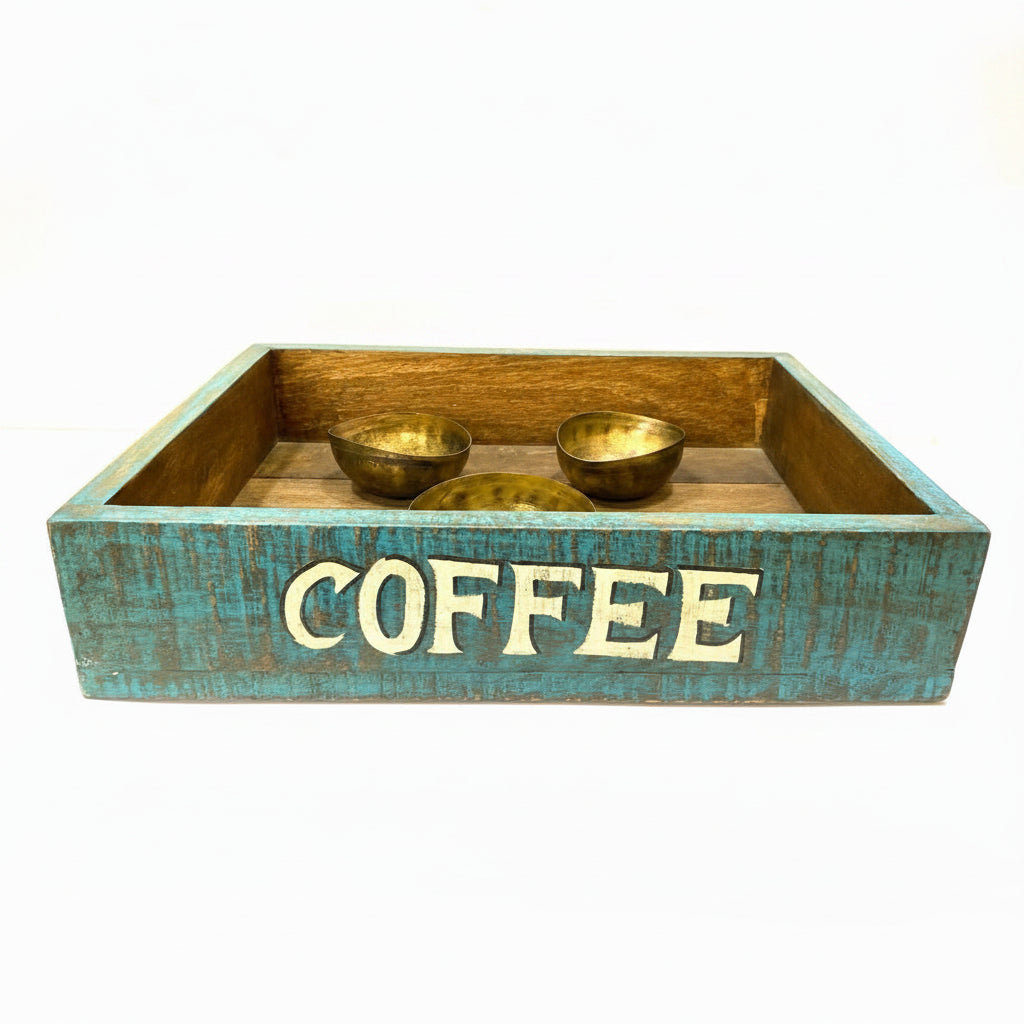 Big Wooden Tray With Premium Handles Vintage Rustic Finish Theme By Tamrapatra - Tamrapatra