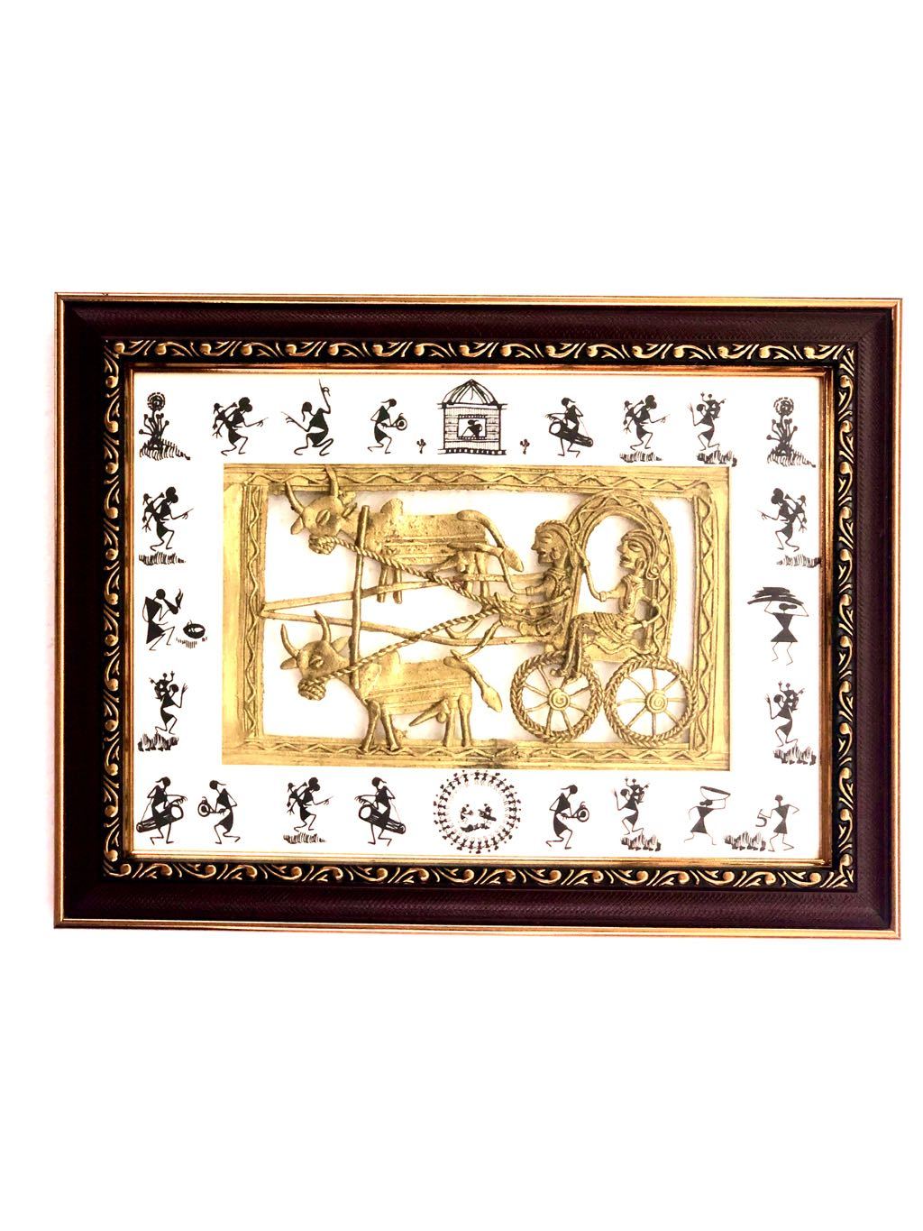 Man Riding Horse Bullock Cart Depicts Life Of Tribals Indian Make From Tamrapatra