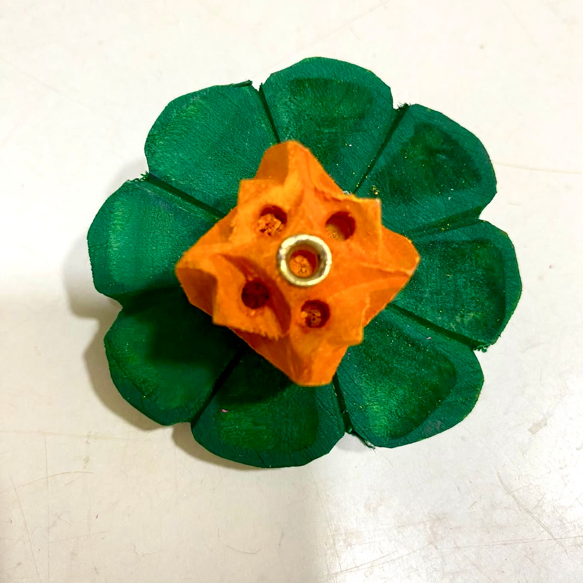 Incense Stick Holder In Designer Flower Style Wooden Handcrafted From Tamrapatra