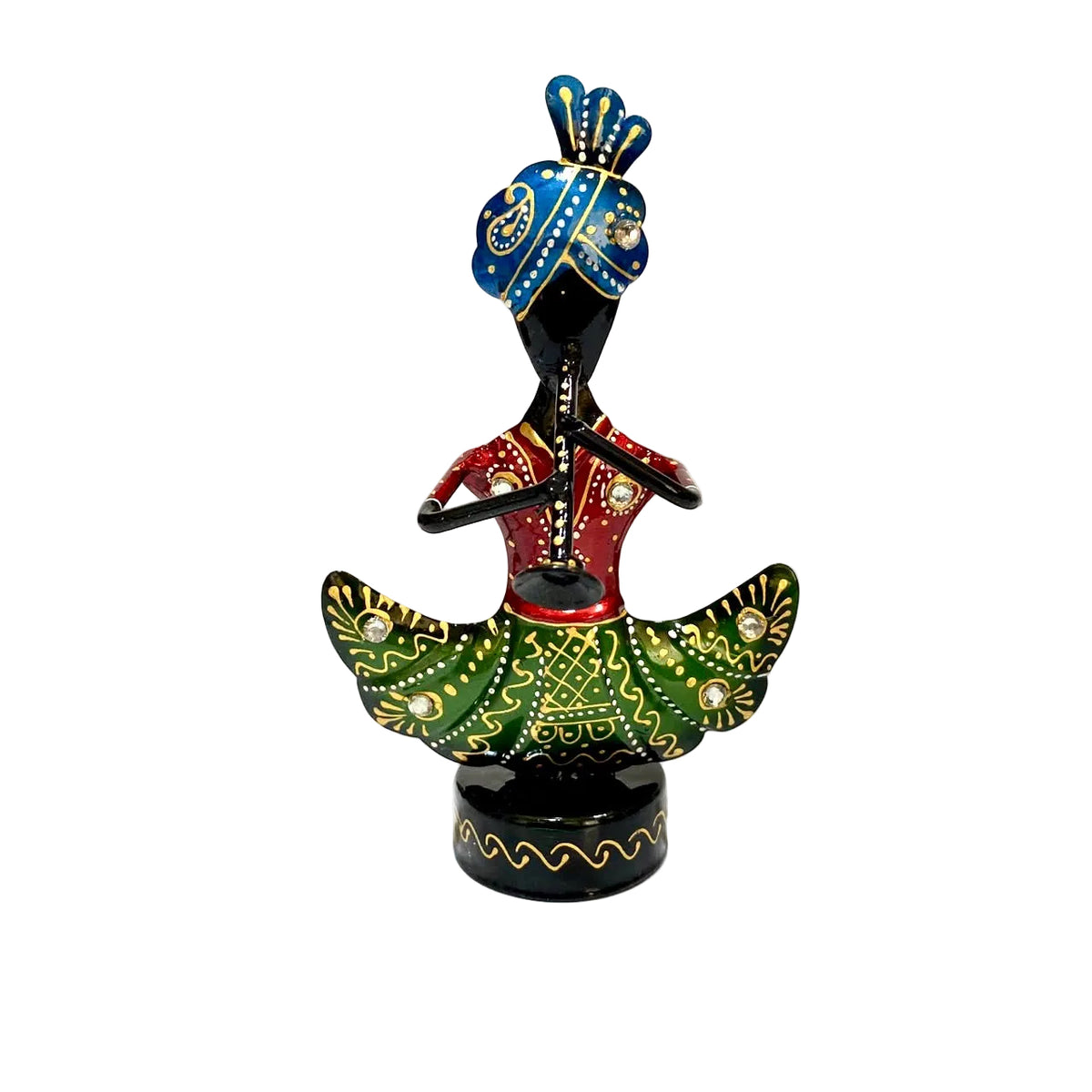 Sitting Musician Nickel Painted Metal Wood Fusion Showpiece By Tamrapatra