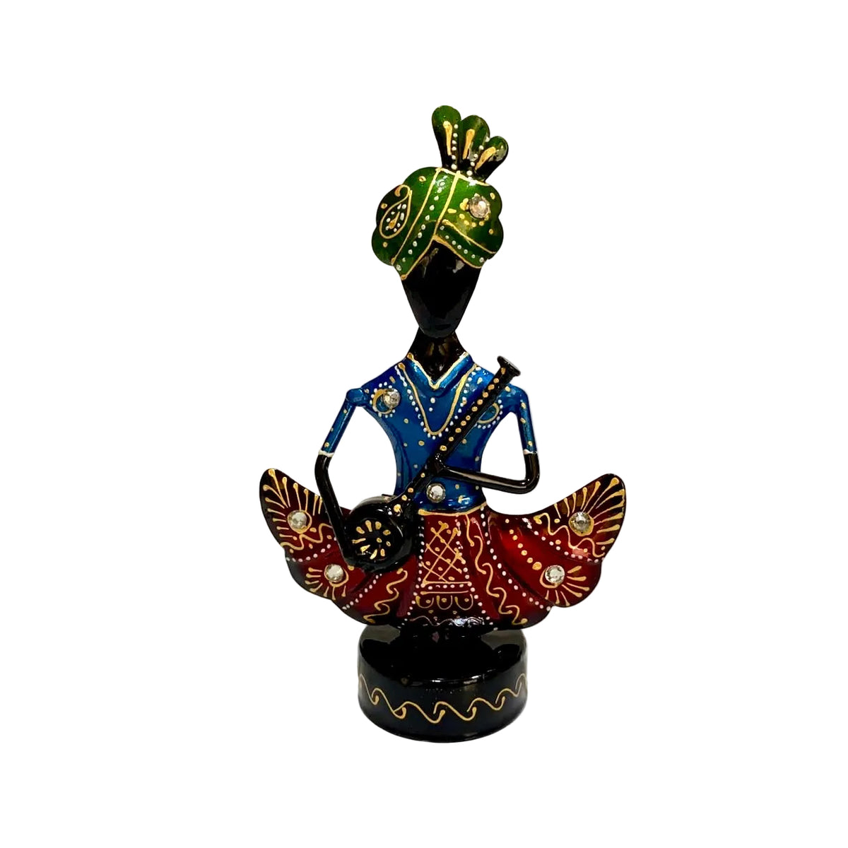 Sitting Musician Nickel Painted Metal Wood Fusion Showpiece By Tamrapatra