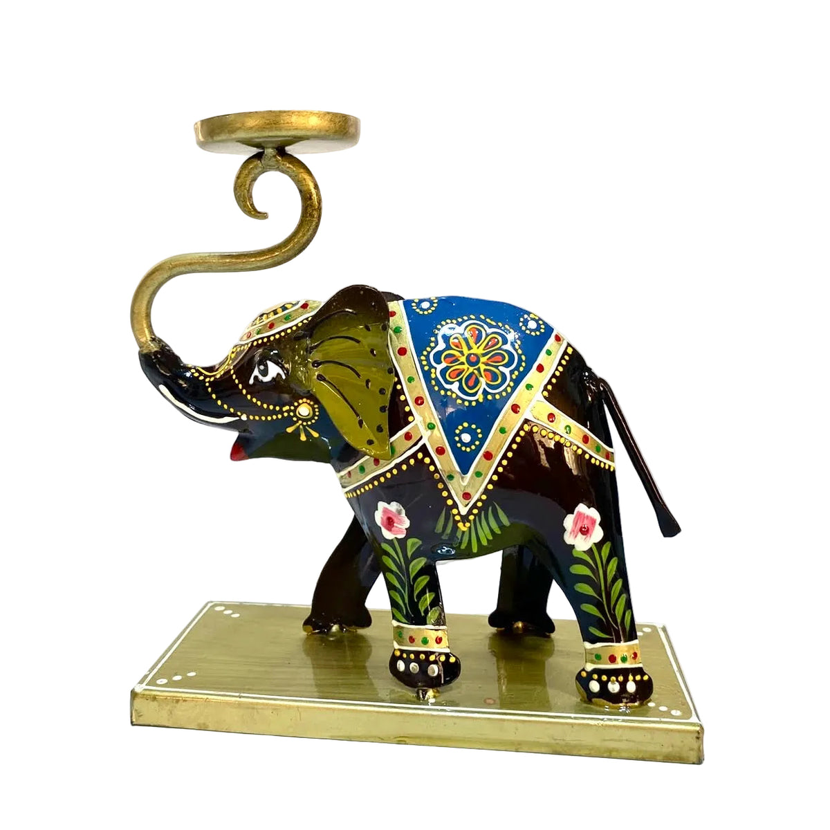 Elephant Metal Tea Light Candle Holder In Traditional Design From Tamrapatra