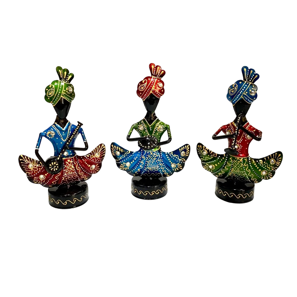 Sitting Musician Nickel Painted Metal Wood Fusion Showpiece By Tamrapatra