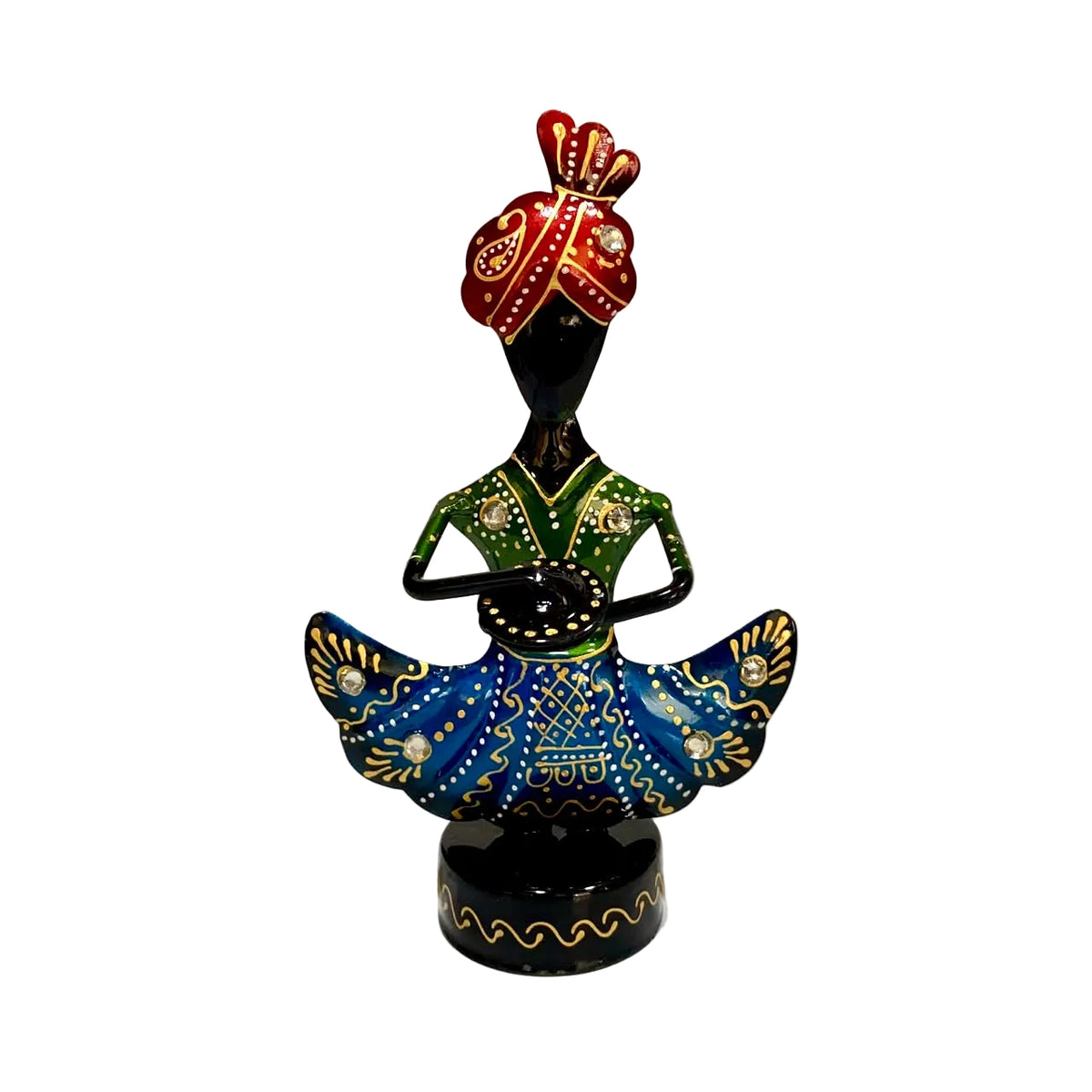 Sitting Musician Nickel Painted Metal Wood Fusion Showpiece By Tamrapatra