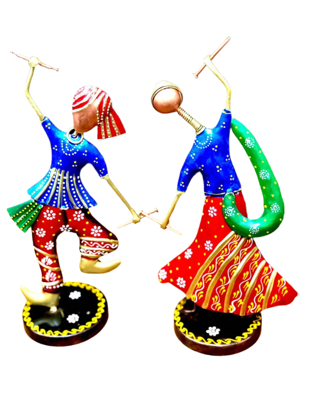 Dancing Man Lady Metal Decor Gifting Ideas Pride Of Gujarat Set Of 2 Tamrapatra