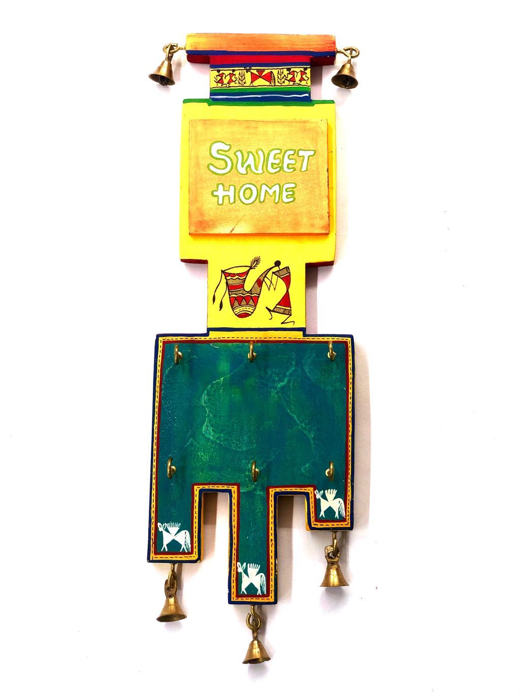 Sweet Home Key Holder Warli Art Striking Colours With Bells Tamrapatra - Tamrapatra