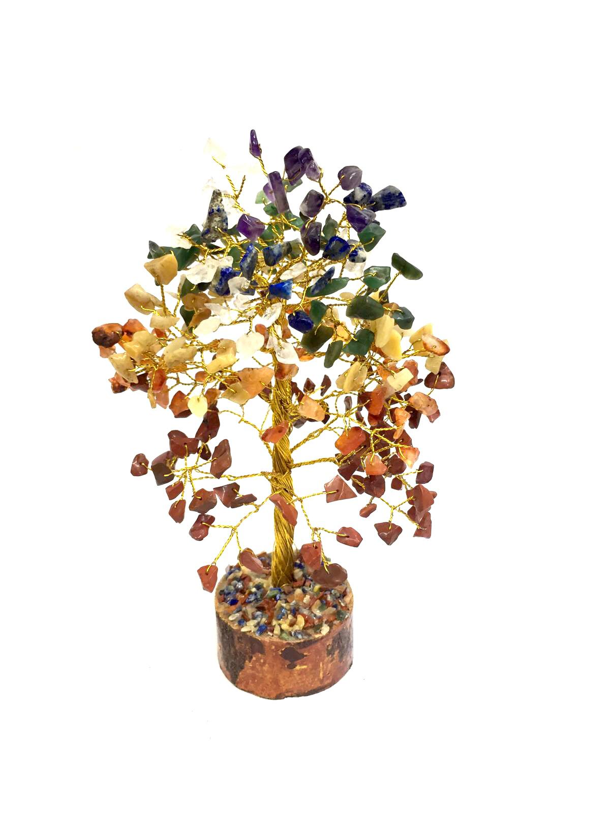 Attractive Crystal Tree 300 Beads Golden Wire 7 Chakra Lucky Gifts Tamrapatra