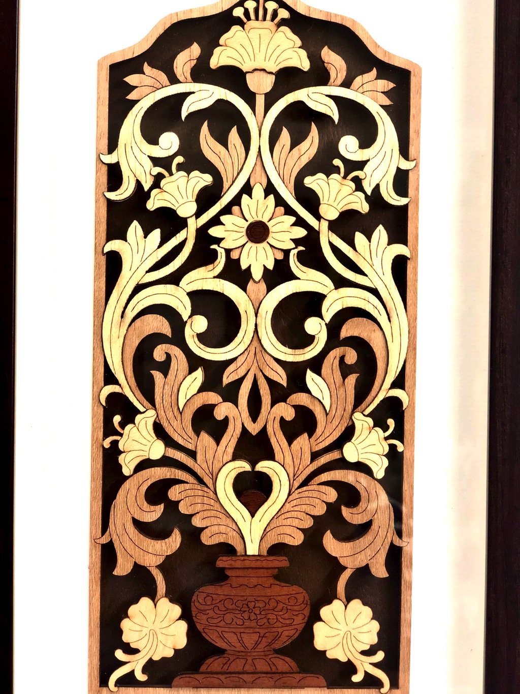 Classic Wooden Frame Depicts Flower With Vase Wall Hangings Now At Tamrapatra