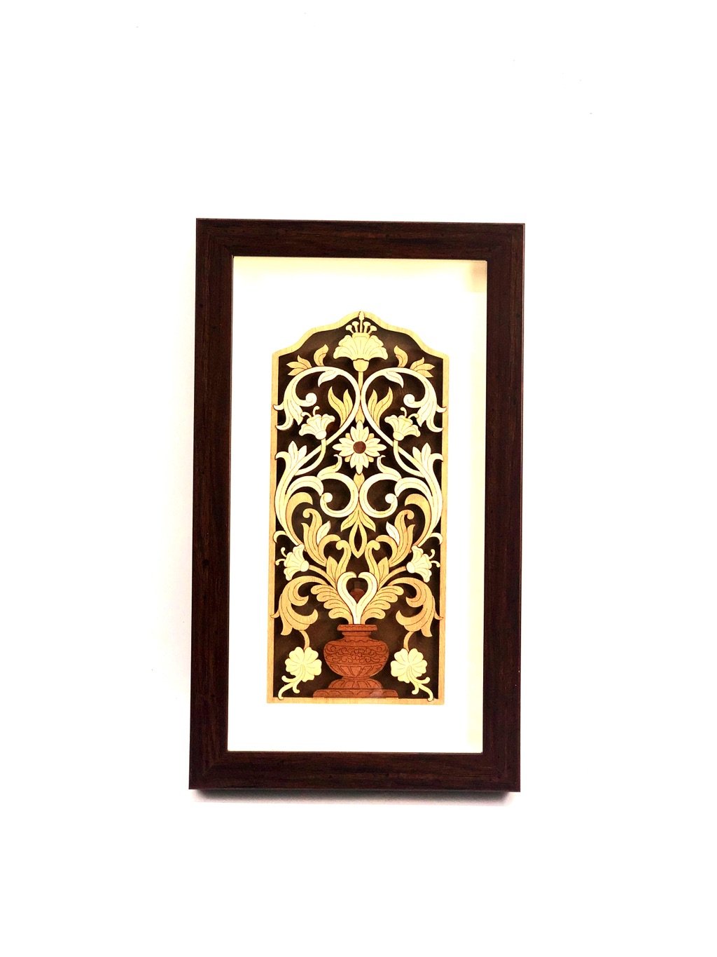 Classic Wooden Frame Depicts Flower With Vase Wall Hangings Now At Tamrapatra