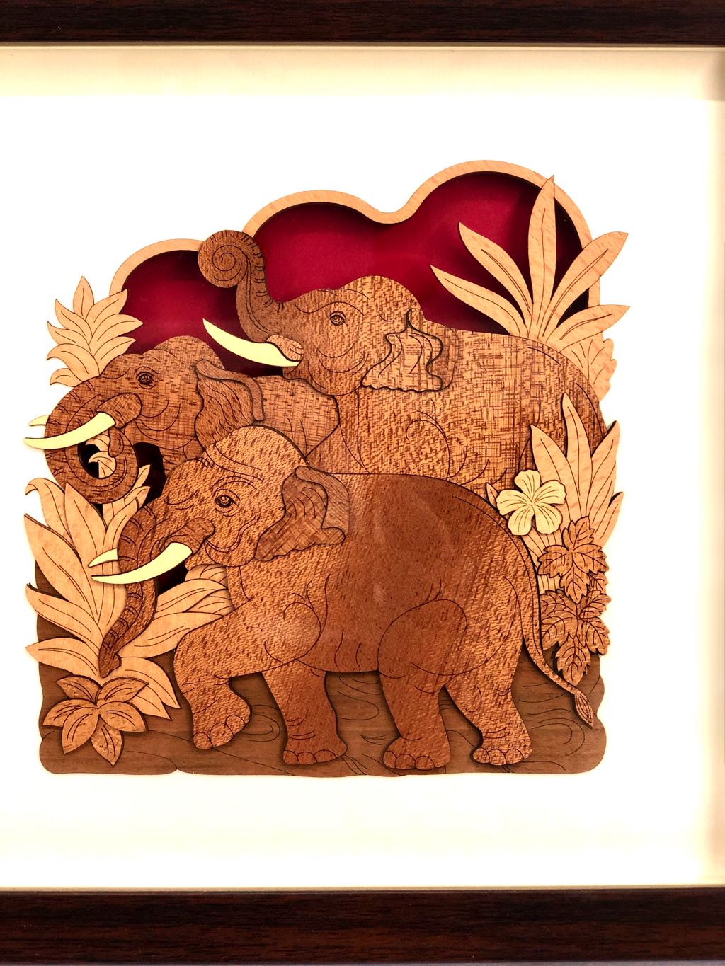 Unique Creation Of Elephant On Wood Unusual Expertise Crafts Frames By Tamrapatra