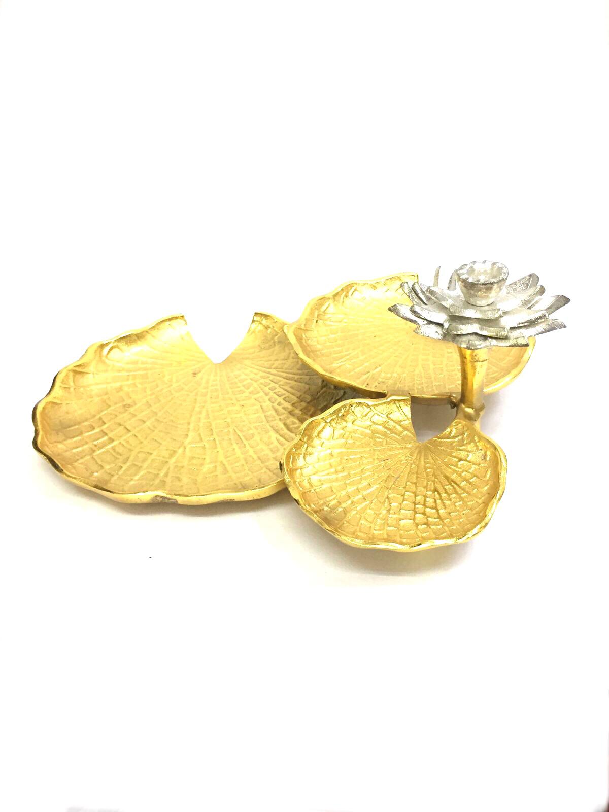 Metal Leaf Platters Lotus Spiral Designs With Flower Serving Ideas Tamrapatra