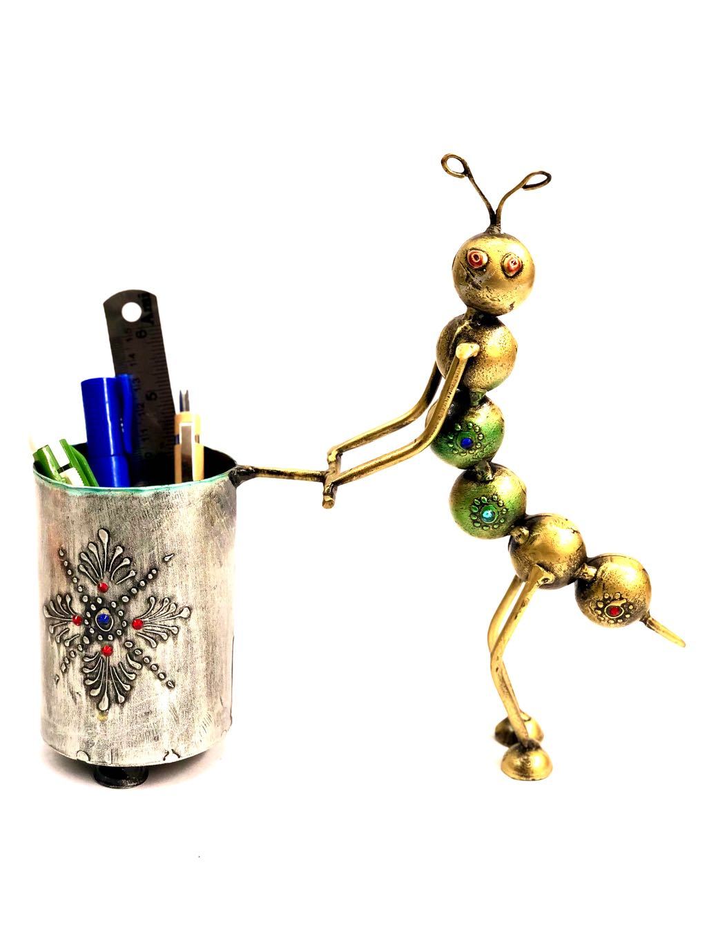 Caterpillar Pen Stand Designer Metal Holder Multipurpose By Tamrapatra