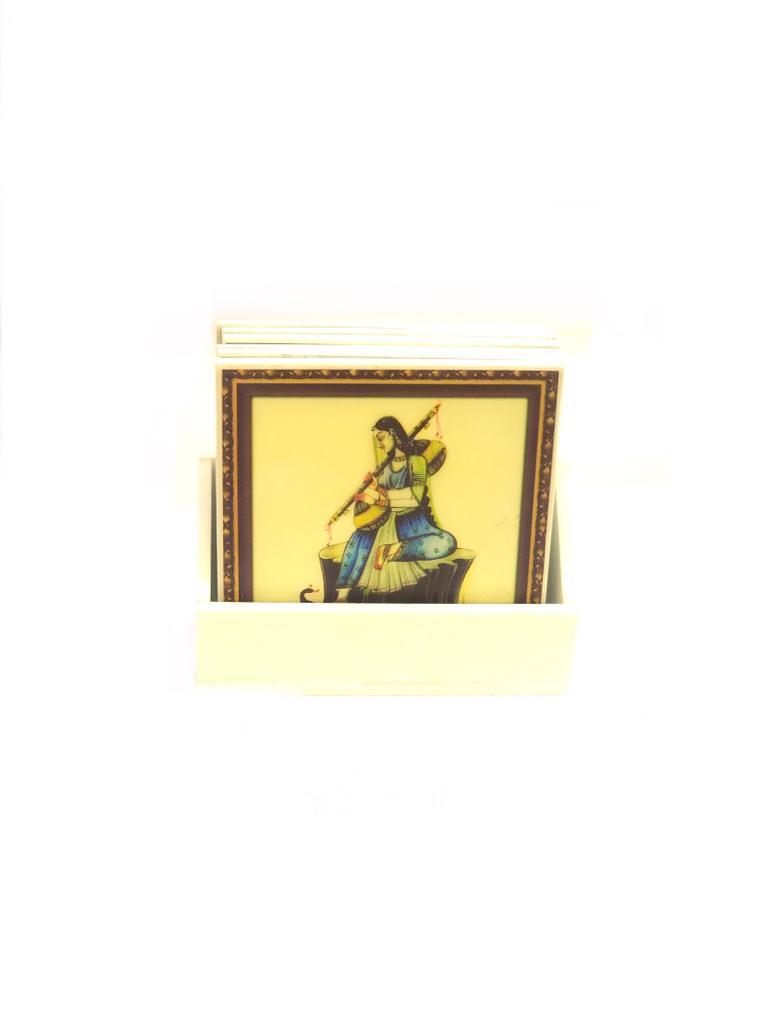 Acrylic Royal Figures Tea Coasters Set Of 6 Handicrafts Of India  By Tamrapatra