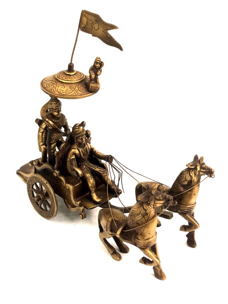 Brass Arjun Krishna Chariot Depicts The Story Of Mahabharata Tamrapatra