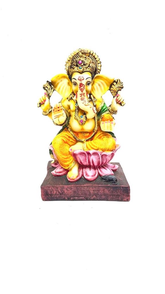 Ganesh Lakshmi On Lotus Resin Creation Idols Handcrafted Statue Tamrapatra
