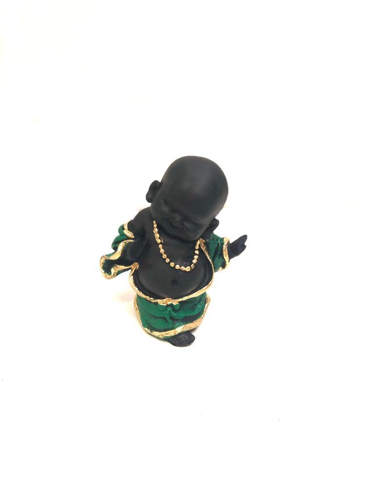 Green Shade Handcrafted Sweet Baby Playful Monks Vastu Gifts By Tamrapatra