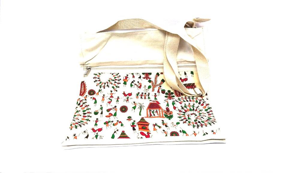 Cotton Bags With Zipper Exclusive Unisex Shopping Bags Warli Art Tamrapatra