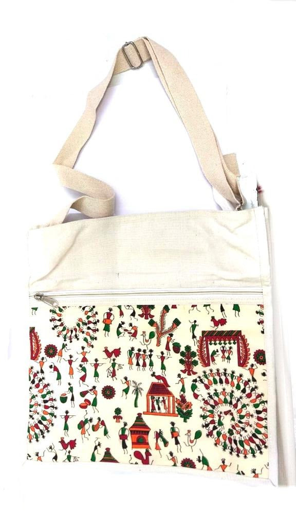 Cotton Bags With Zipper Exclusive Unisex Shopping Bags Warli Art Tamrapatra