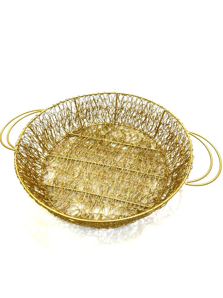 Wire Round Basket Round Tapered Jali Style  Exclusive Kitchen Décor Tamrapatra