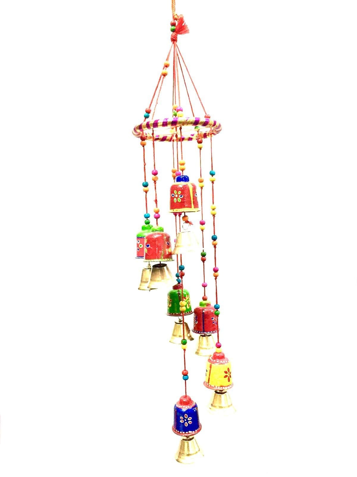 Multicolor Bell Shaped 7 Spirals Danglers Indian Handicrafts From Tamrapatra