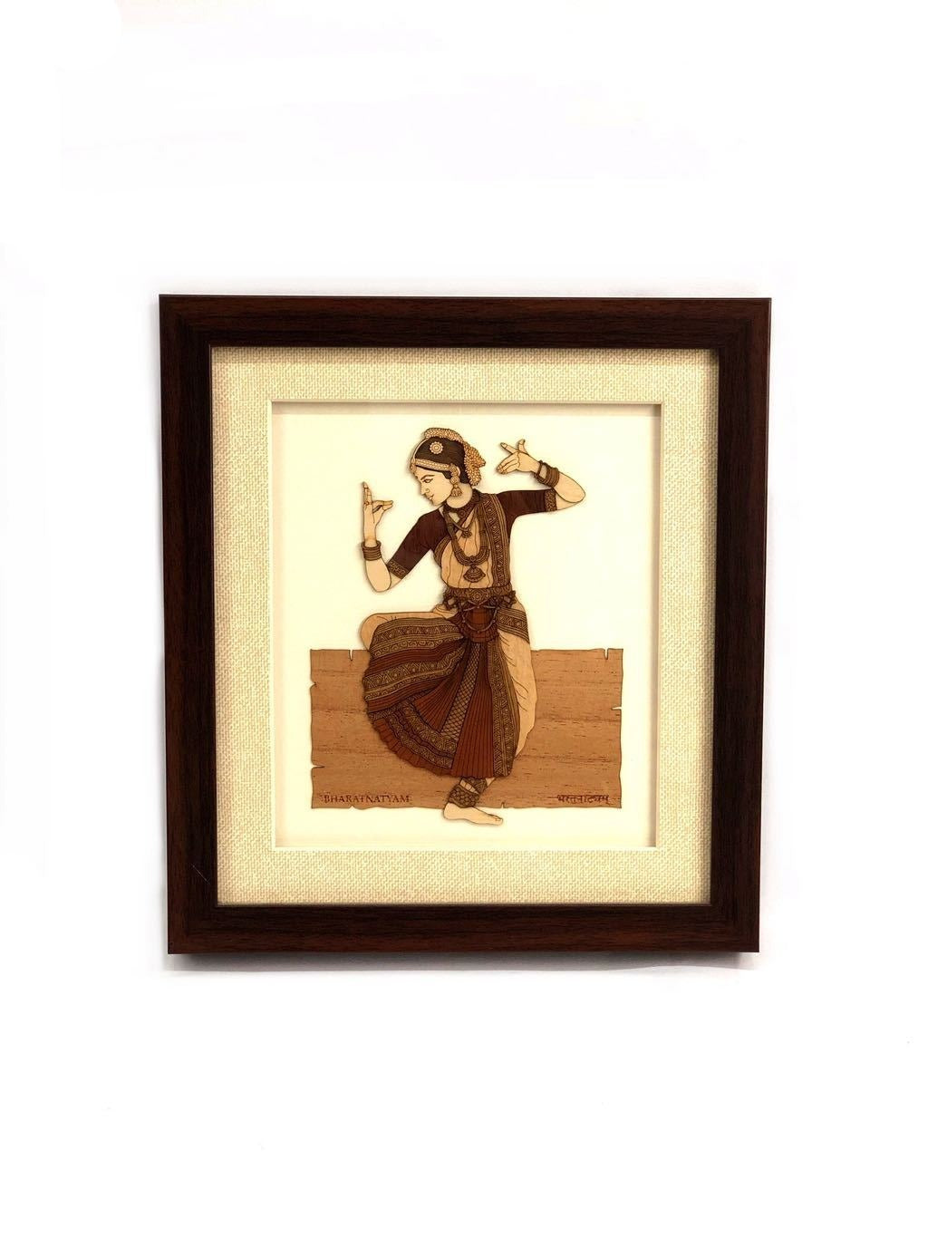 Indian Classical Dance Bharatnatyam Dancer Wooden Crafts Frame By Tamrapatra