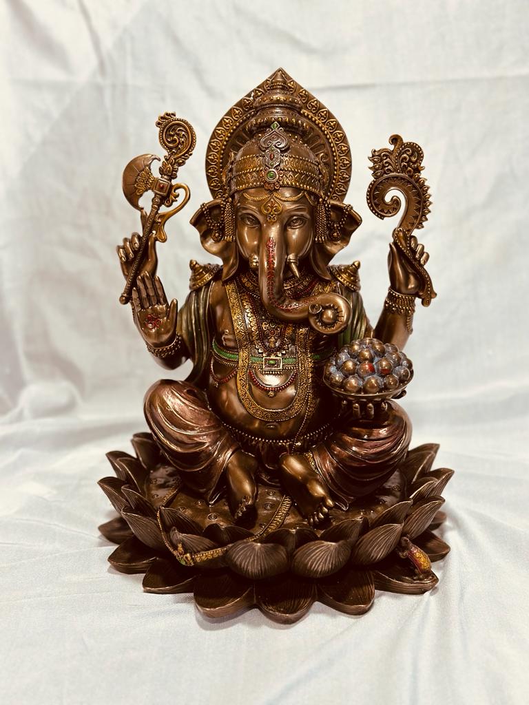 Lord Ganesh On Lotus Bronze Cast Exclusive Décor Collection Artistic By Tamrapatra