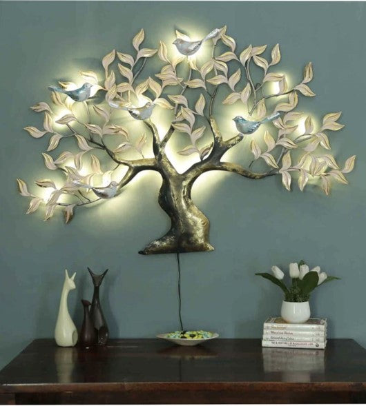 Metal Wall Décor Tree With Birds Beautiful Scenery Artistic Décor By Tamrapatra