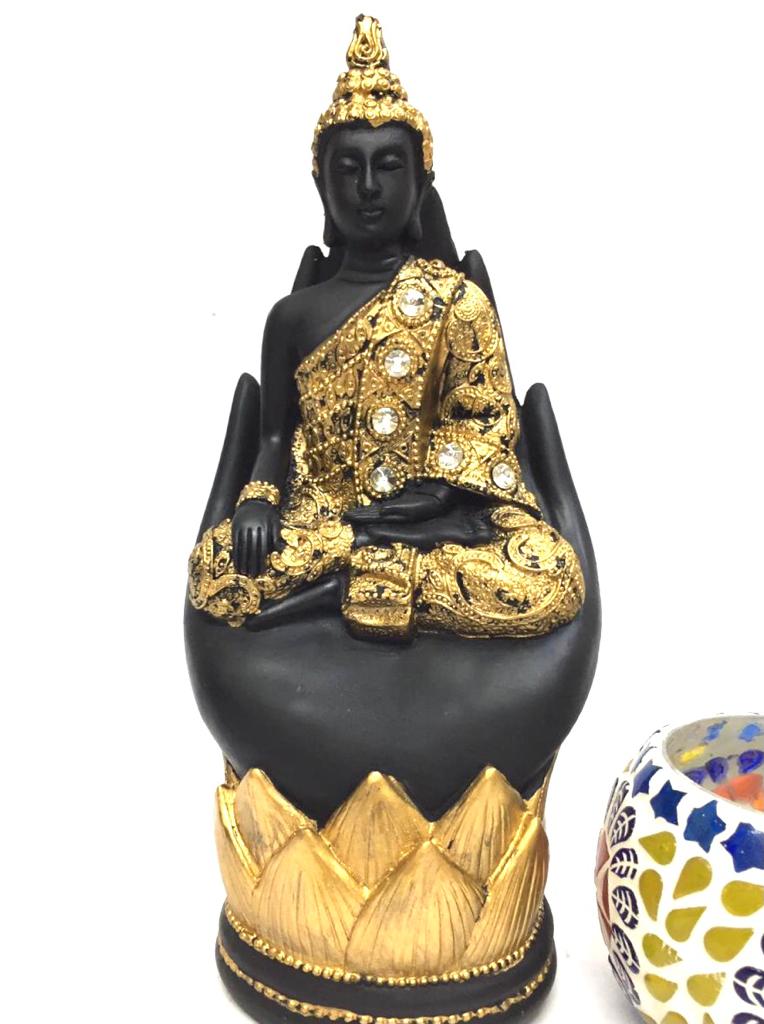 Buddha Meditating On Hand Striking Spiritual Series Handcrafted At Tamrapatra