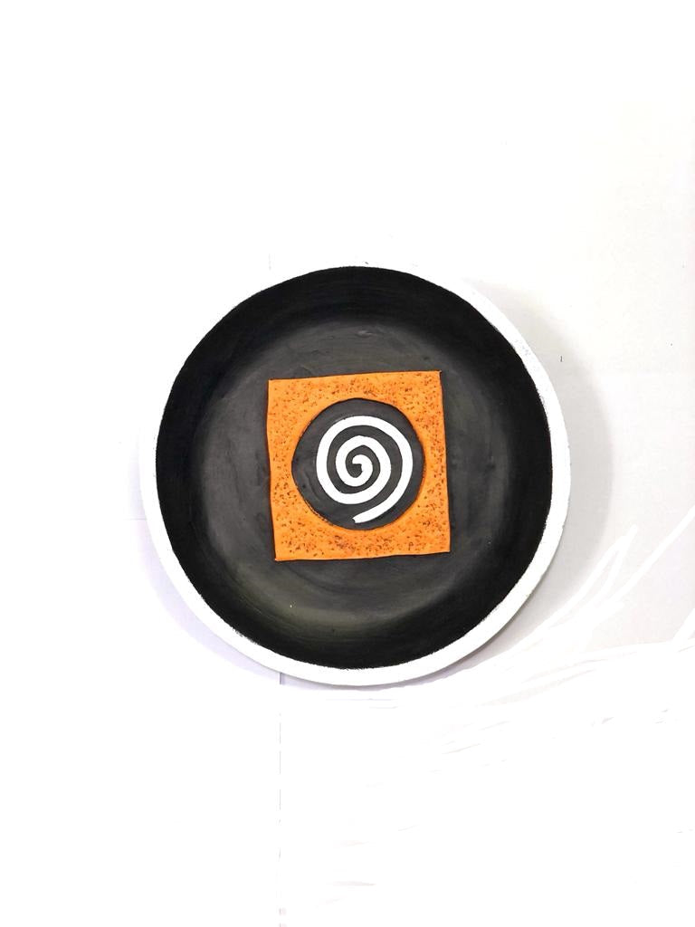 Modern Black Orange Terracotta Plates Set Of 5 Designs Wall Art From Tamrapatra