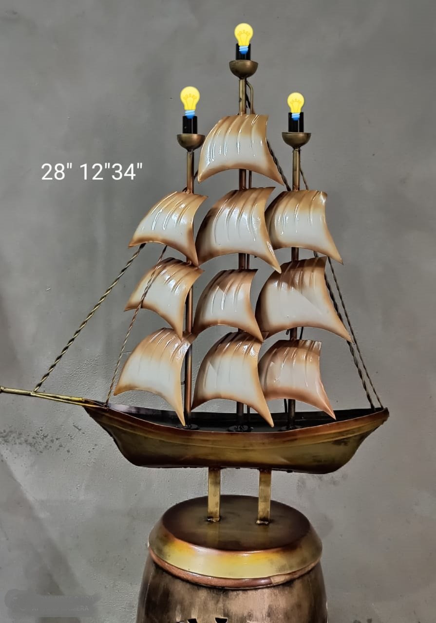 Metal Big Ship Table Lamp Décor Artistic Creations With Stand By Tamrapatra