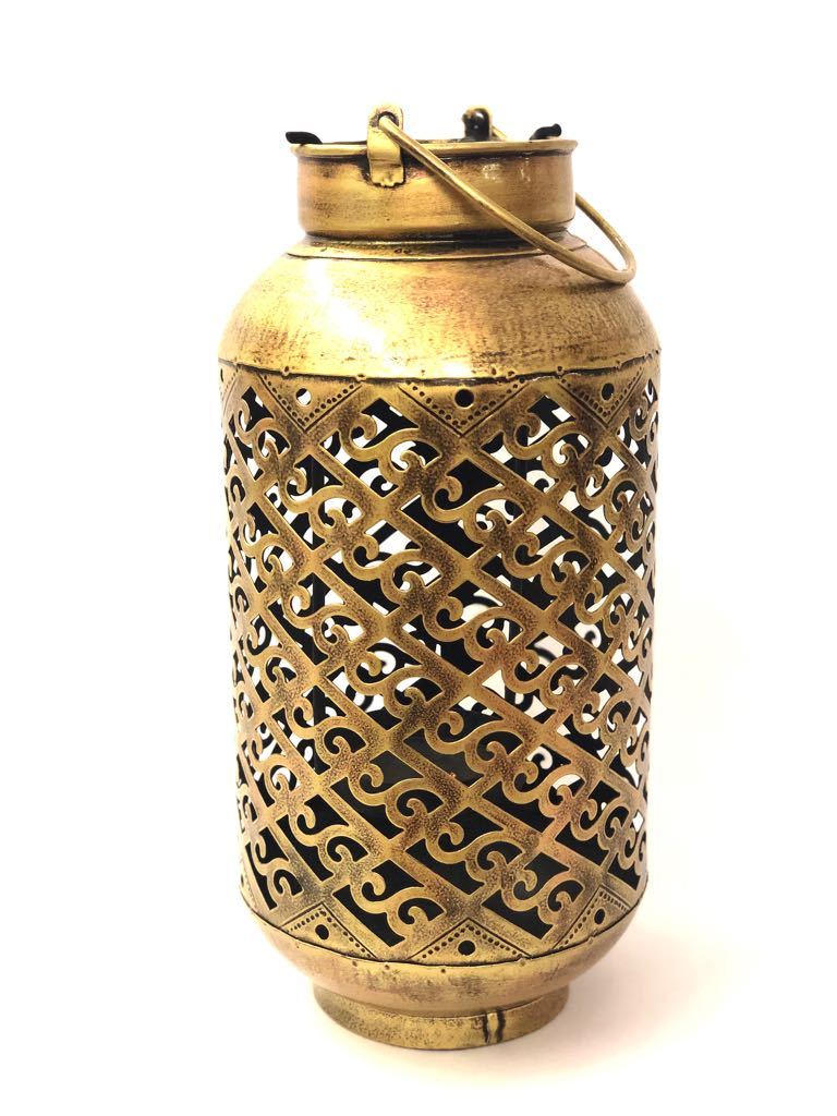 Bottle Shaped Tea Light Holder Hanging Metal Decor Vase Tamrapatra