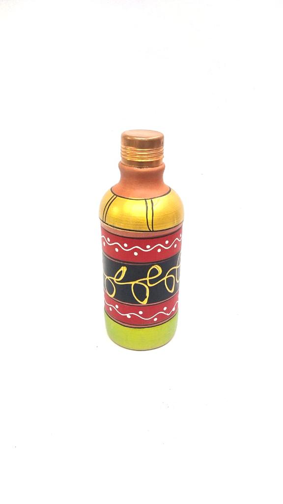 Hand Painted 500ml Earthenware Bottles Easy Carry Healthy Lifestyle Tamrapatra