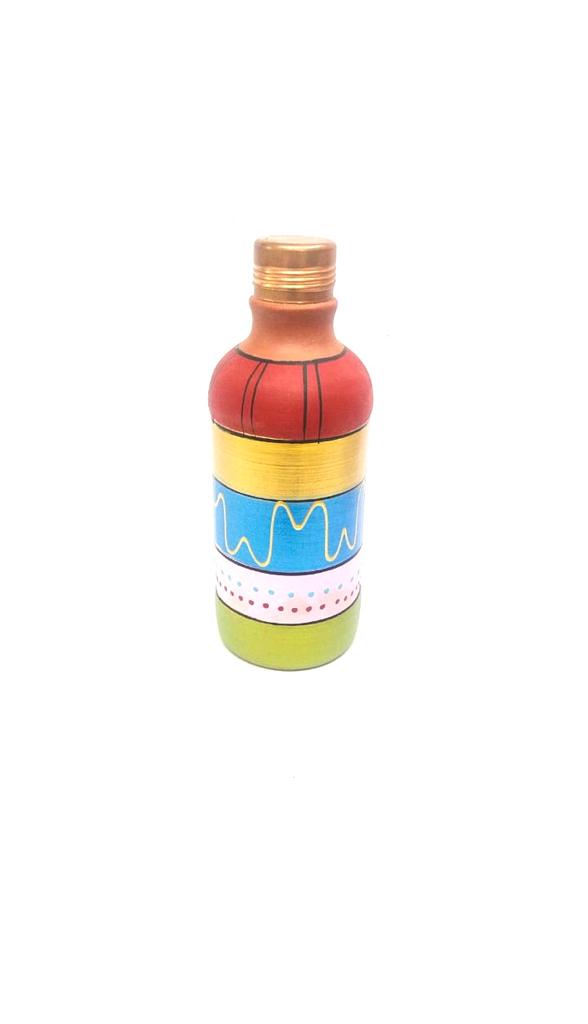 Hand Painted 500ml Earthenware Bottles Easy Carry Healthy Lifestyle Tamrapatra