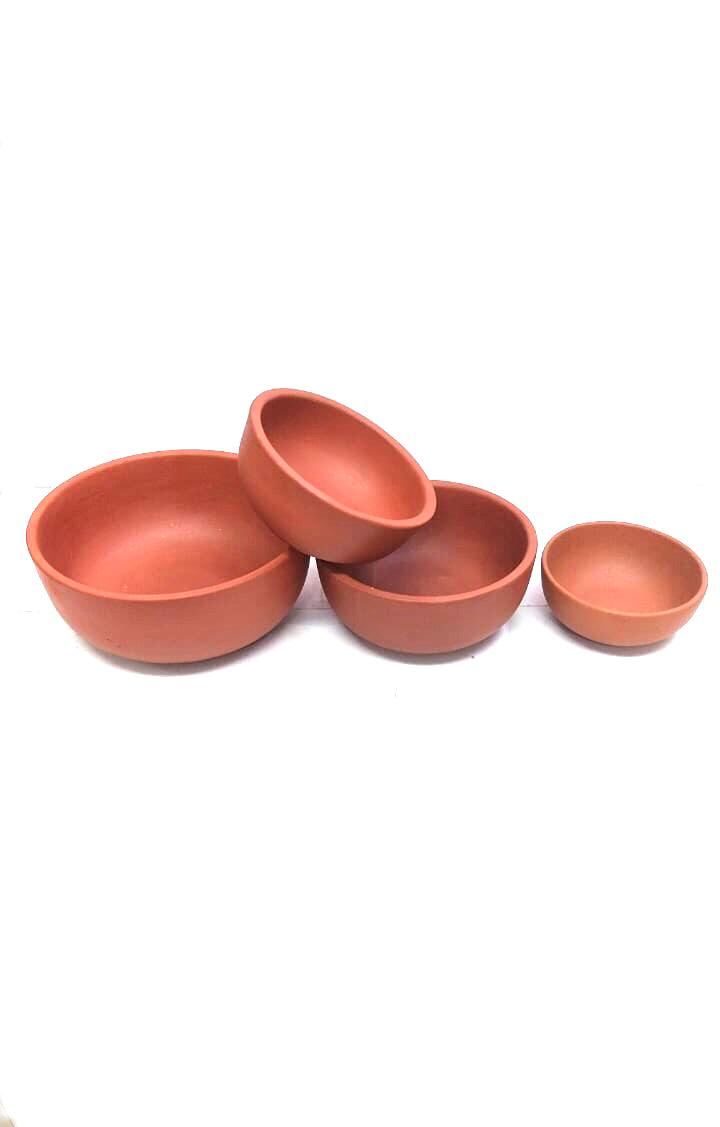 Bowl Set Of 4 For Serving Food Handmade Terracotta Earthenware By Tamrapatra