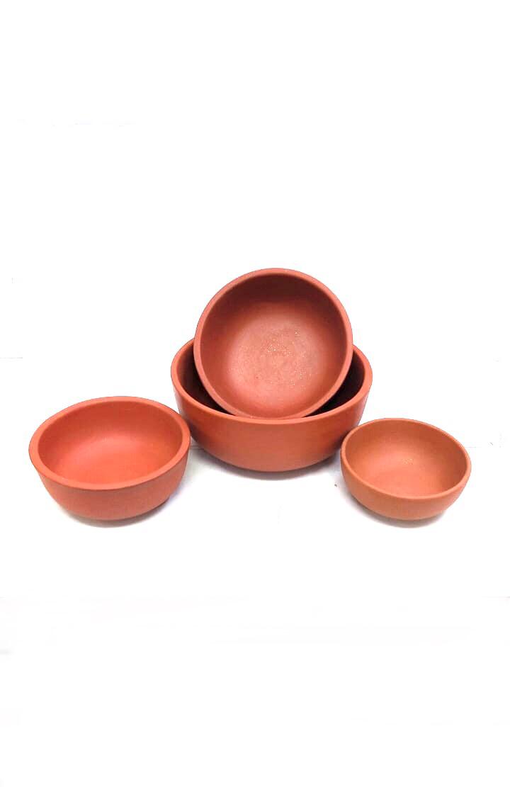 Bowl Set Of 4 For Serving Food Handmade Terracotta Earthenware By Tamrapatra