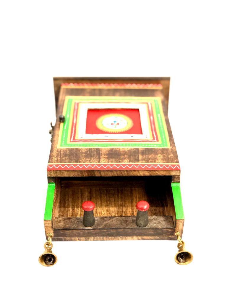Warli Painted On Key Box Style Holder Décor With Metal Bells Only At Tamrapatra