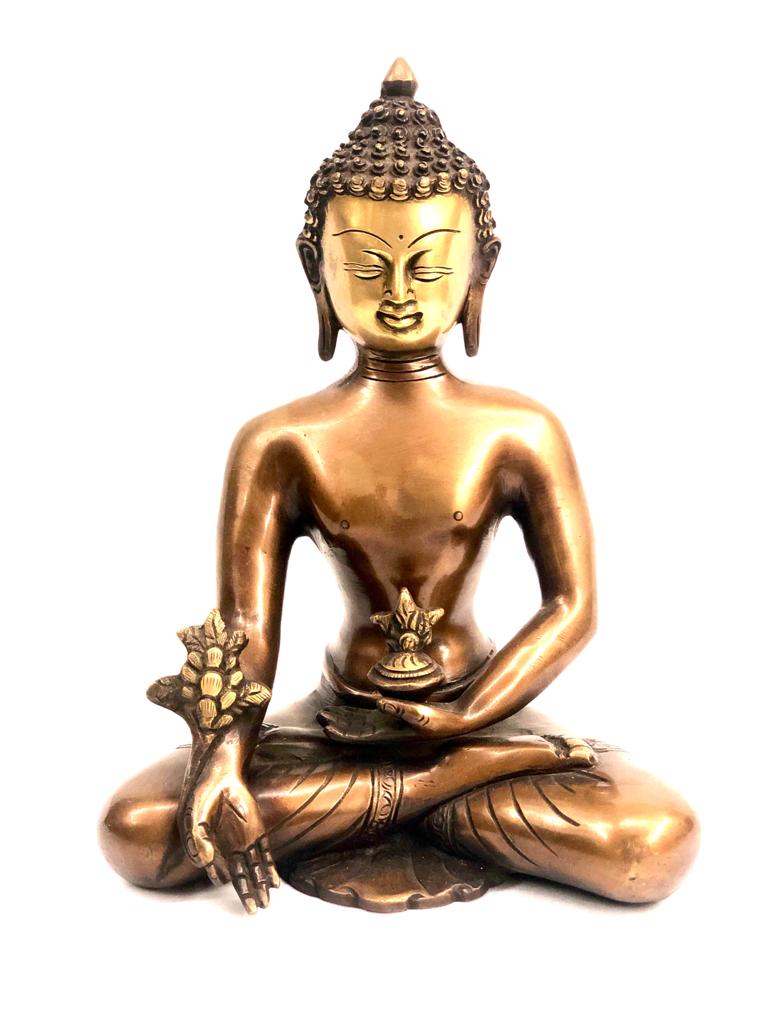Classic Display Of Lord Gautama In Brass Meditating Antique By Tamrapatra