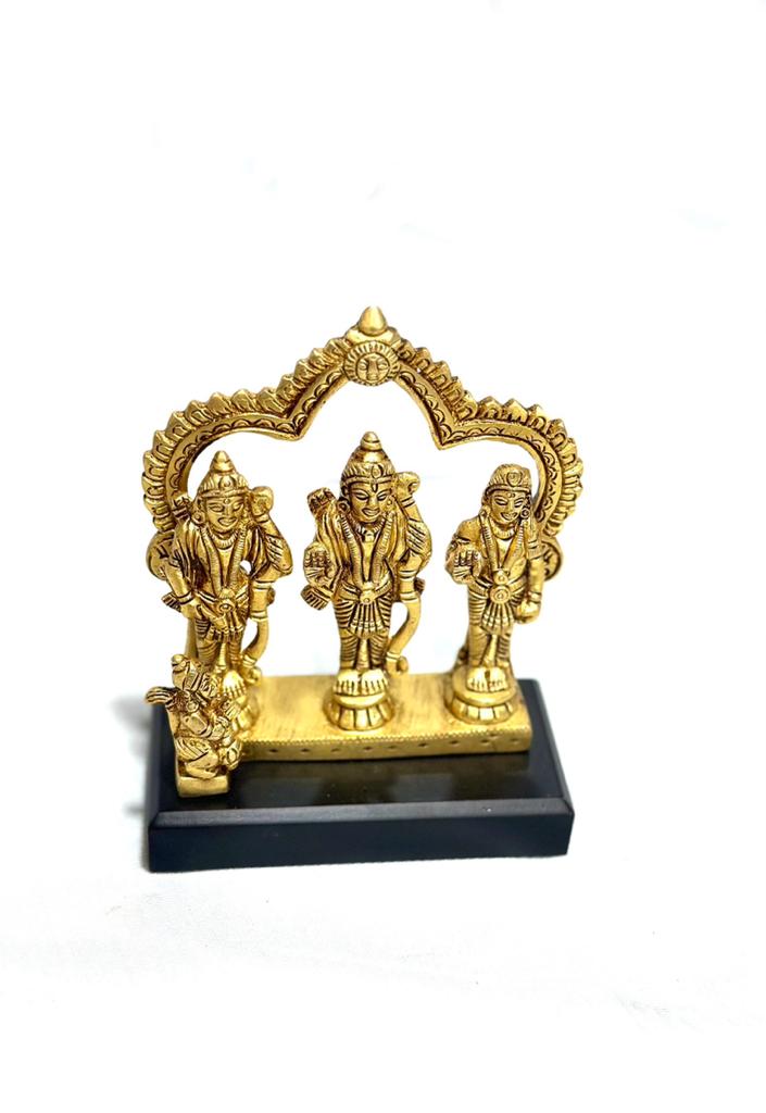 Ram Darbar Set Brass Handcrafted On Wooden Stand Religious Art By Tamrapatra